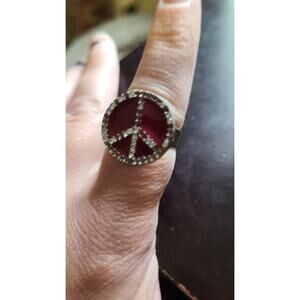 Vintage Peace sign Ring costume Jewelry adjustable band Boho